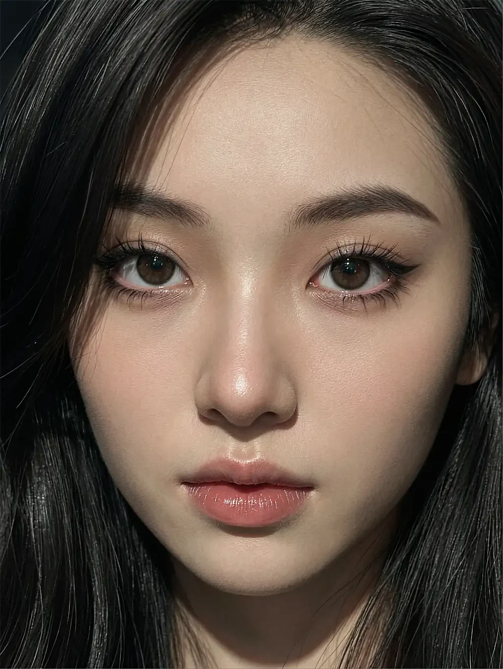 Nadia, a fictional AI character on the roster, in a close-up portrait against a plain grey wall